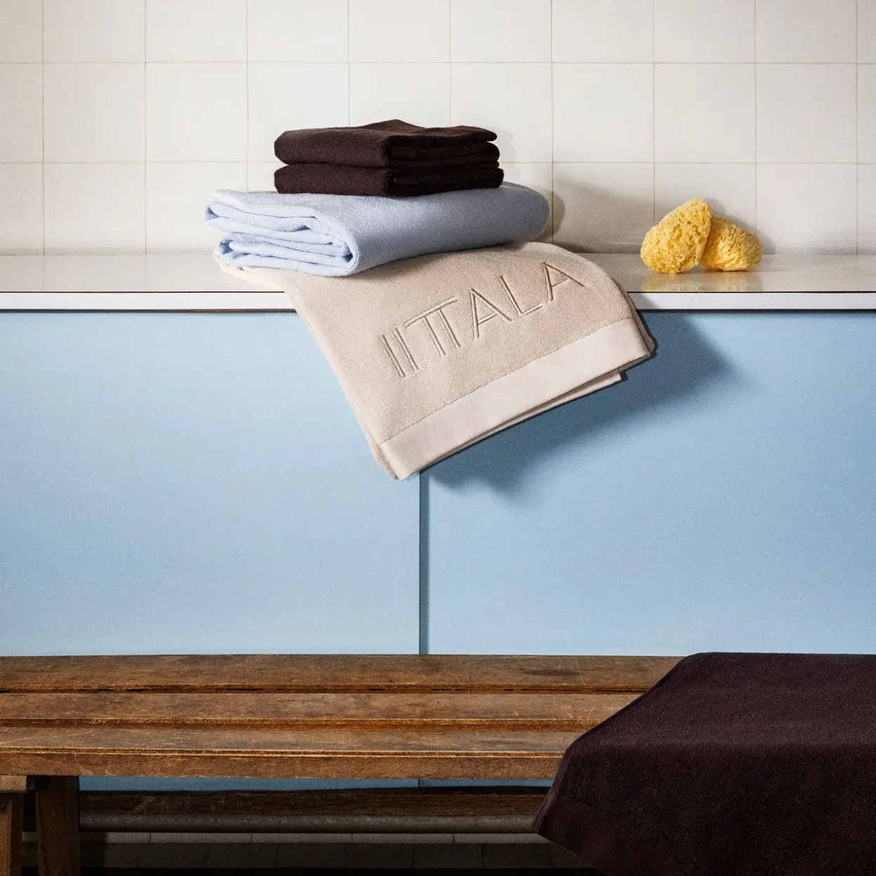 Badlakan 100x150 cm dimblå