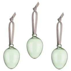 Glas ägg 60mm grön 3st