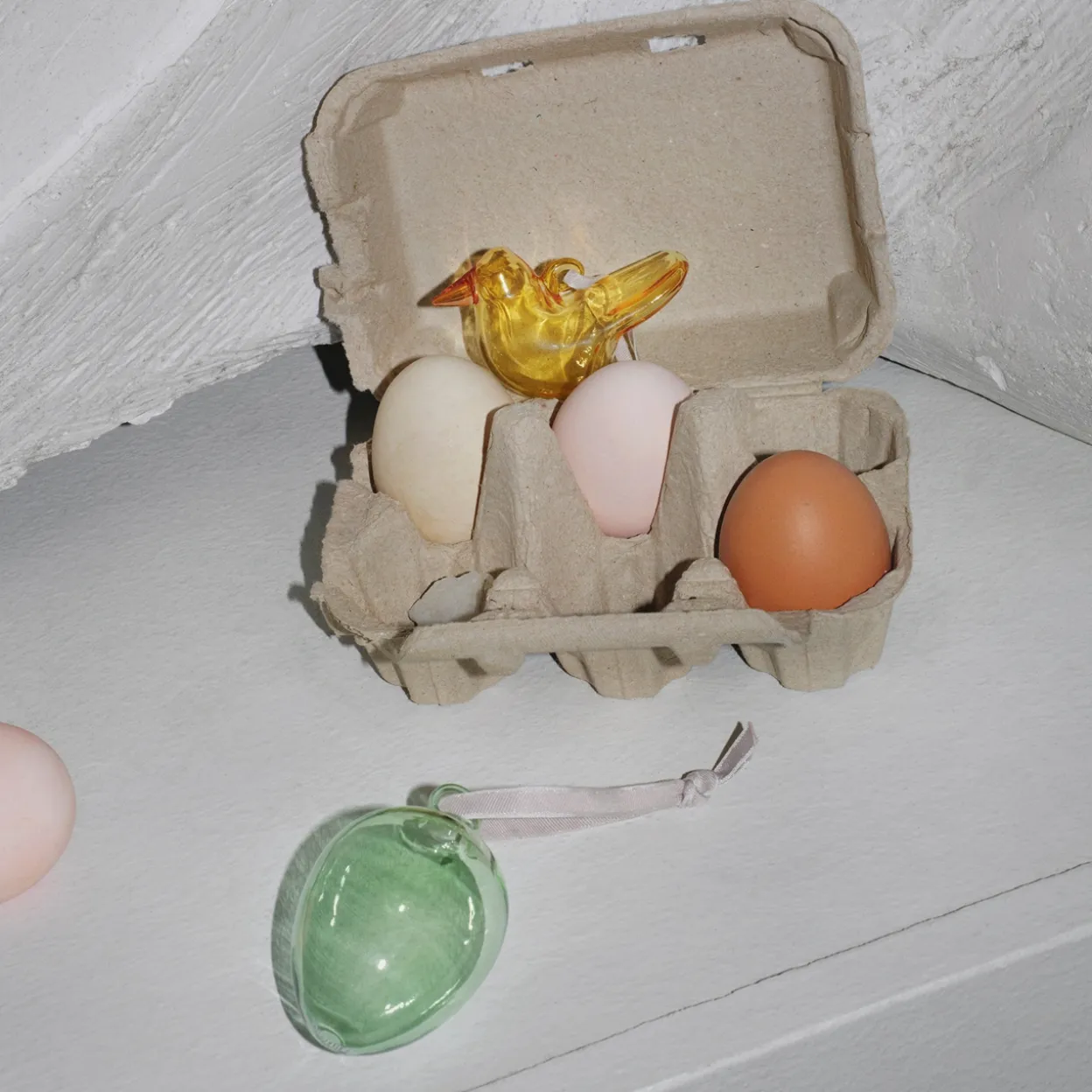 Glas ägg 60mm grön 3st