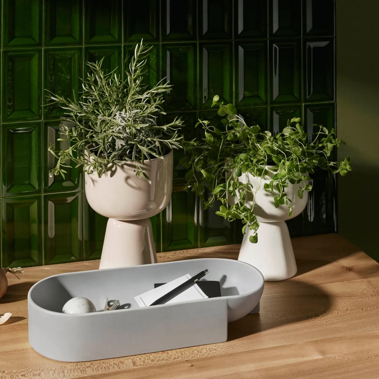 Keramikskål 370x75mm light grå