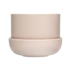 Kruka med fat beige S