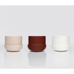 Kruka med fat beige S