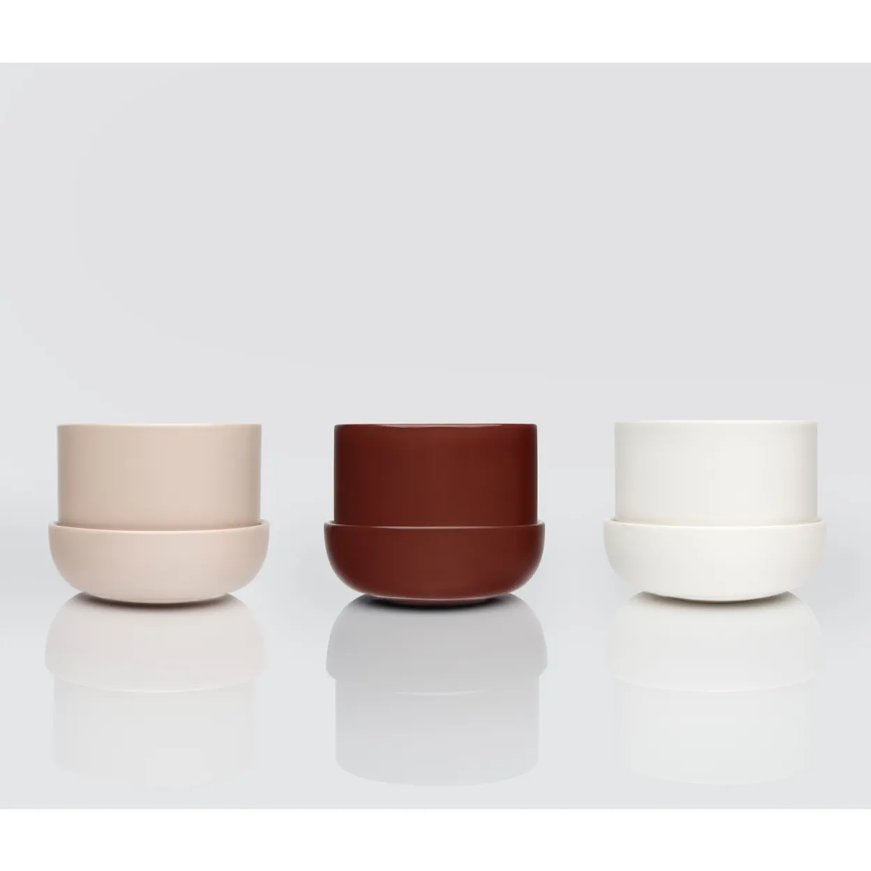 Kruka med fat beige S