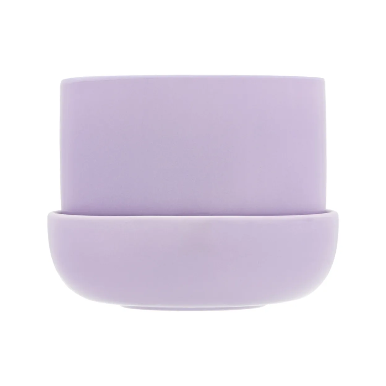 Kruka med fat ljus lila S