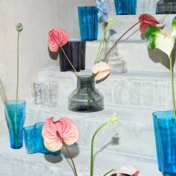 Låg vas 220x200mm stålgrå